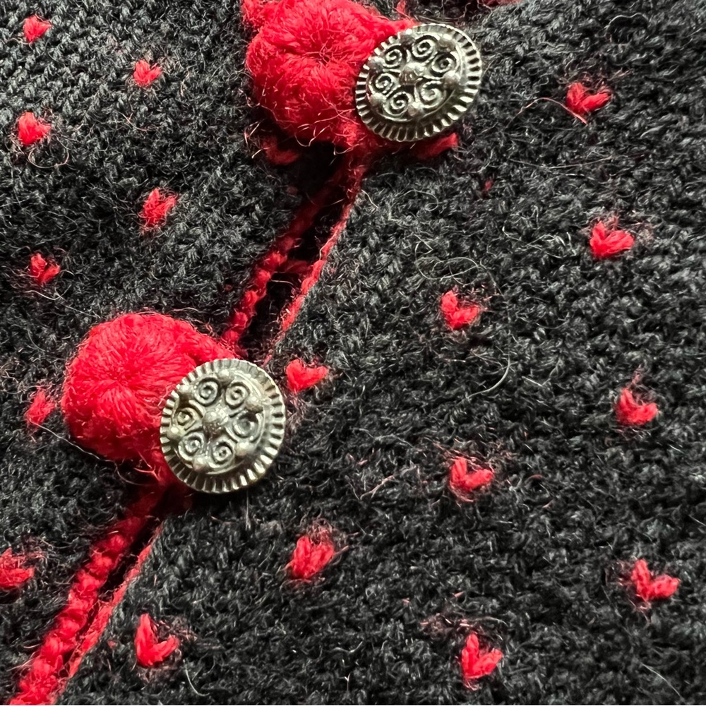 Dale of Norway pure wool black/red button-up pullover sweater - Picture 7 of 9